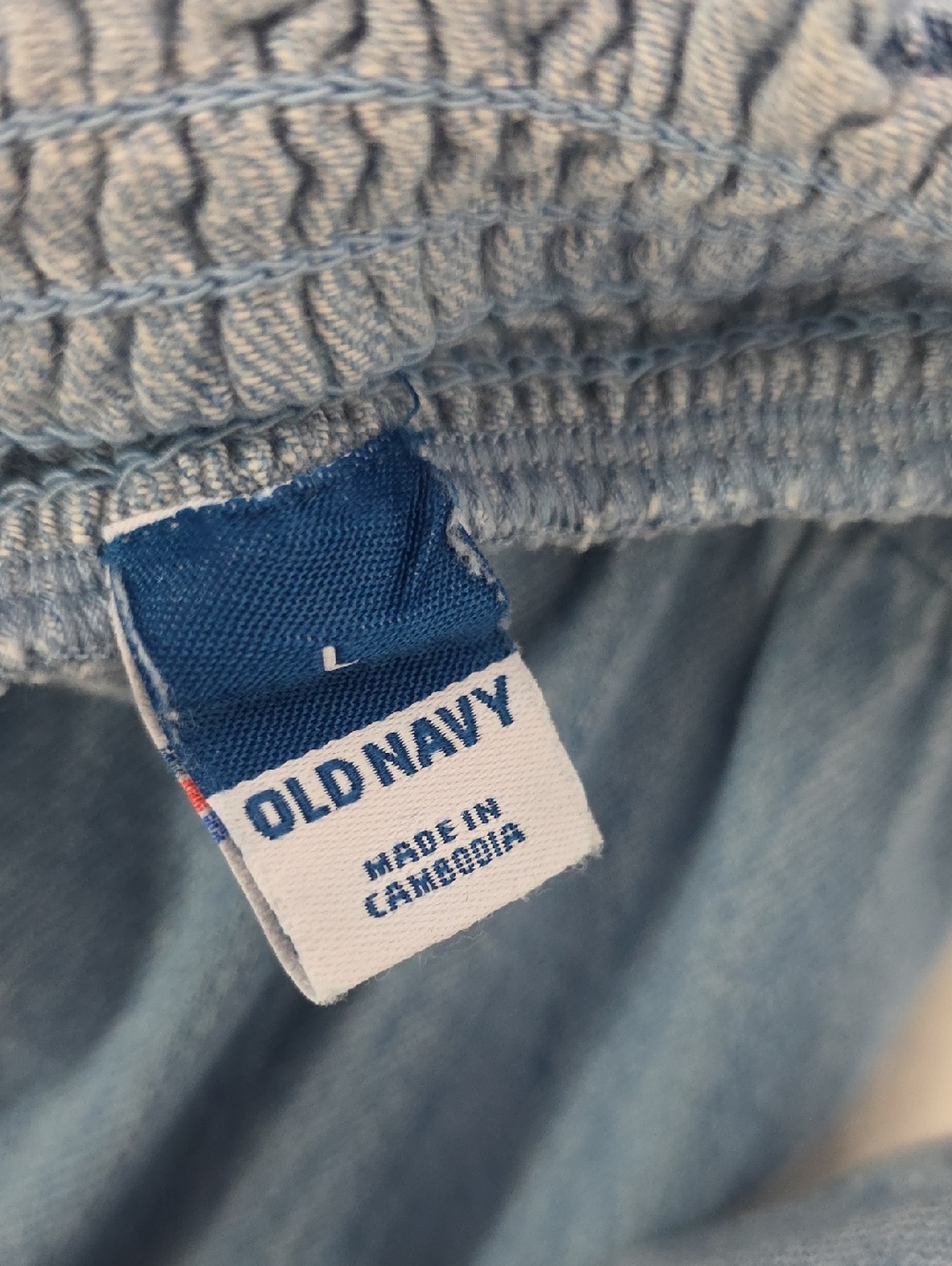 Old Navy Blue Cotton Chambray Denim Empire Mini Dress Large - Picture 8 of 9